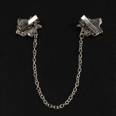 Men's Antiqued Rose Chain Brooch Collar Clip