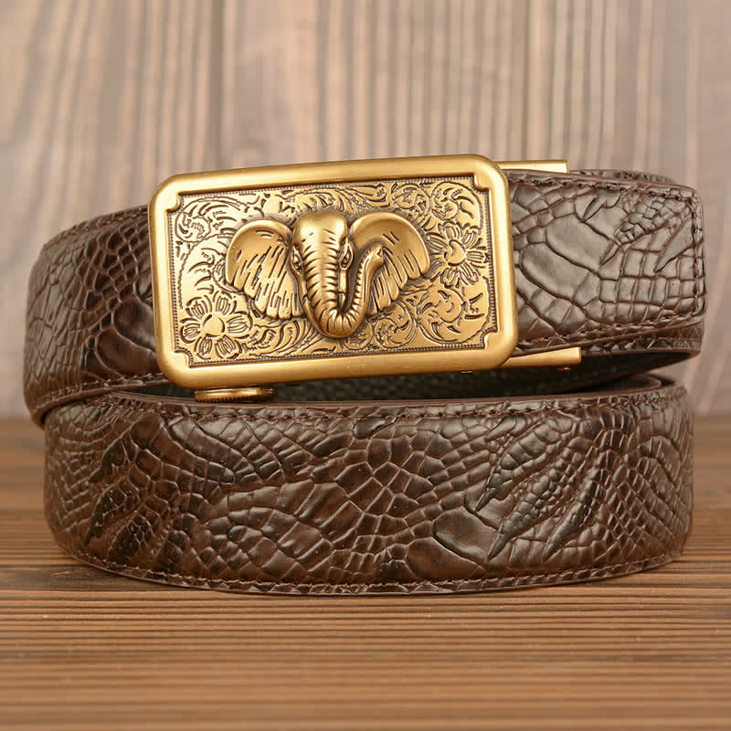 Men's Punk Elephant Alligator Pattern Leather Belt