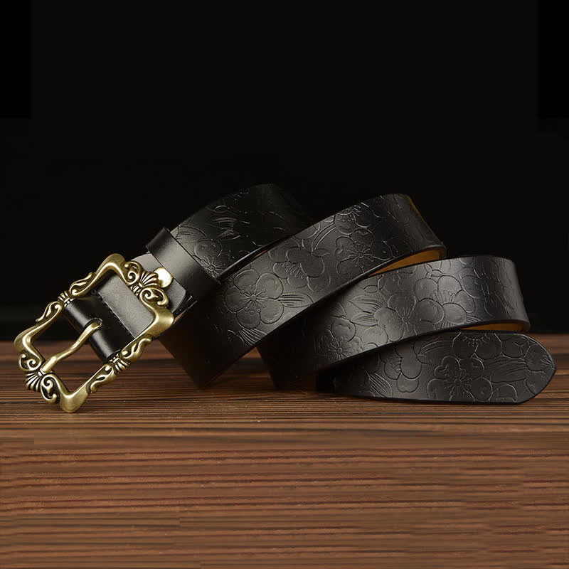 Women's Retro Floral Decorative Leather Belt