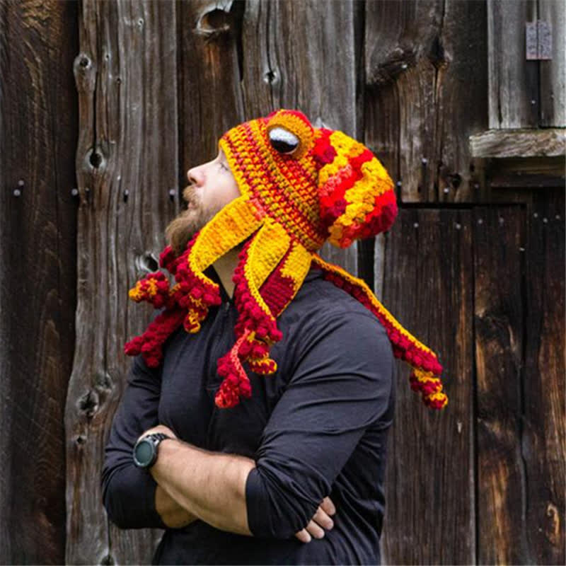 Novelty Octopus Tentacles Big Eyeball Knitted Hat