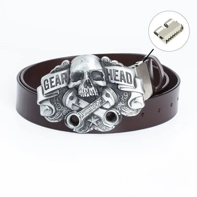 Men's Fancy Skull Gear Head Punk Leather Belt