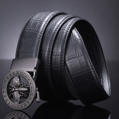 Men's Bee Round Automatic Buckle Business Leather Belt