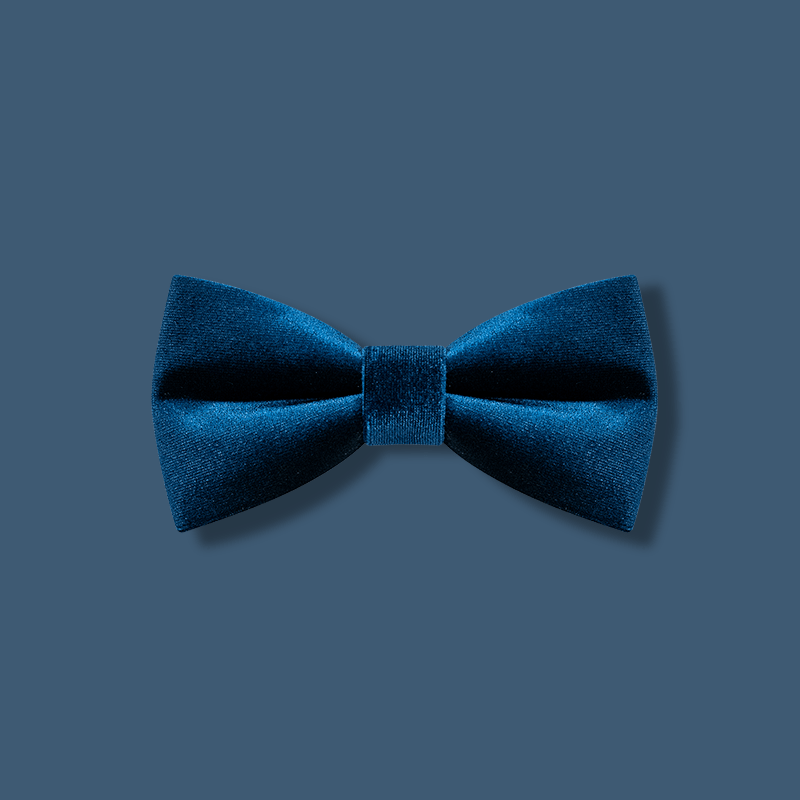 Men's Prussian Blue Solid Color Velvet Bow Tie