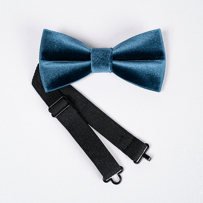 Men's Sax Blue Solid Color Velvet Bow Tie