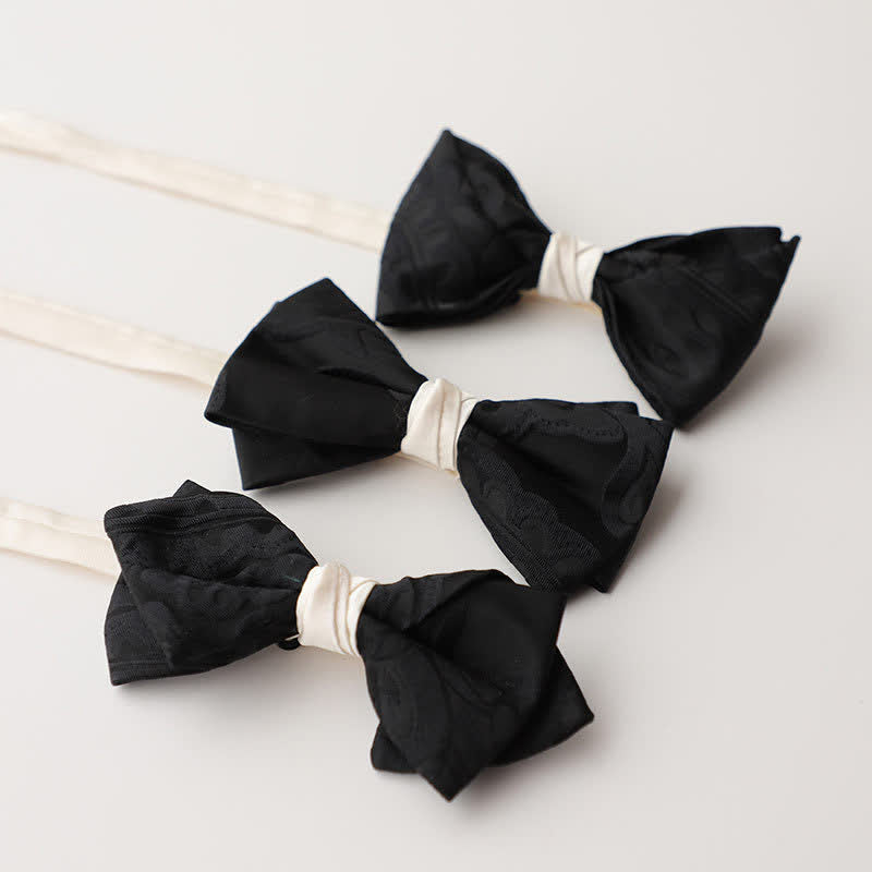 Men's Elegant Black Match White Bow Tie