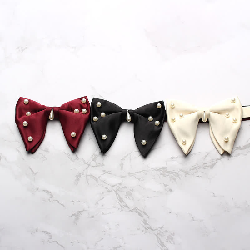 Men's Stylish Pearl Oversized Pointed Bow Tie
