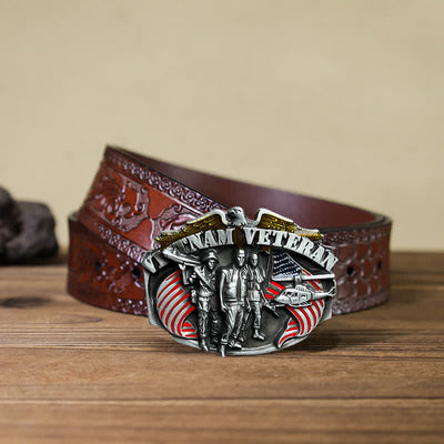 Men's DIY Vietnam Veteran Buckle Leather Belt