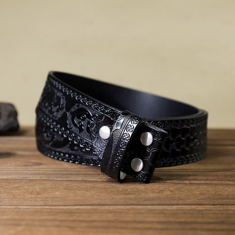 Men's DIY Skull Rattlesnake Attitude Buckle Leather Belt