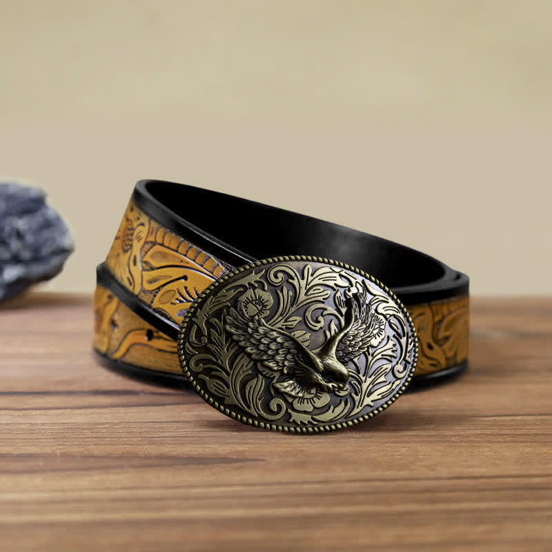 Men's DIY Animal Flying Eagle Buckle Leather Belt