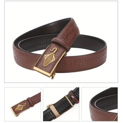 Men's Pearl Crocodile Pattern Leather Ratchet Belt