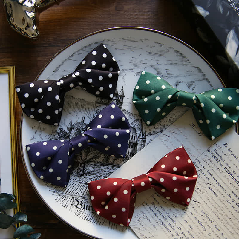 Men's Elegant White Polka Dots Bow Tie