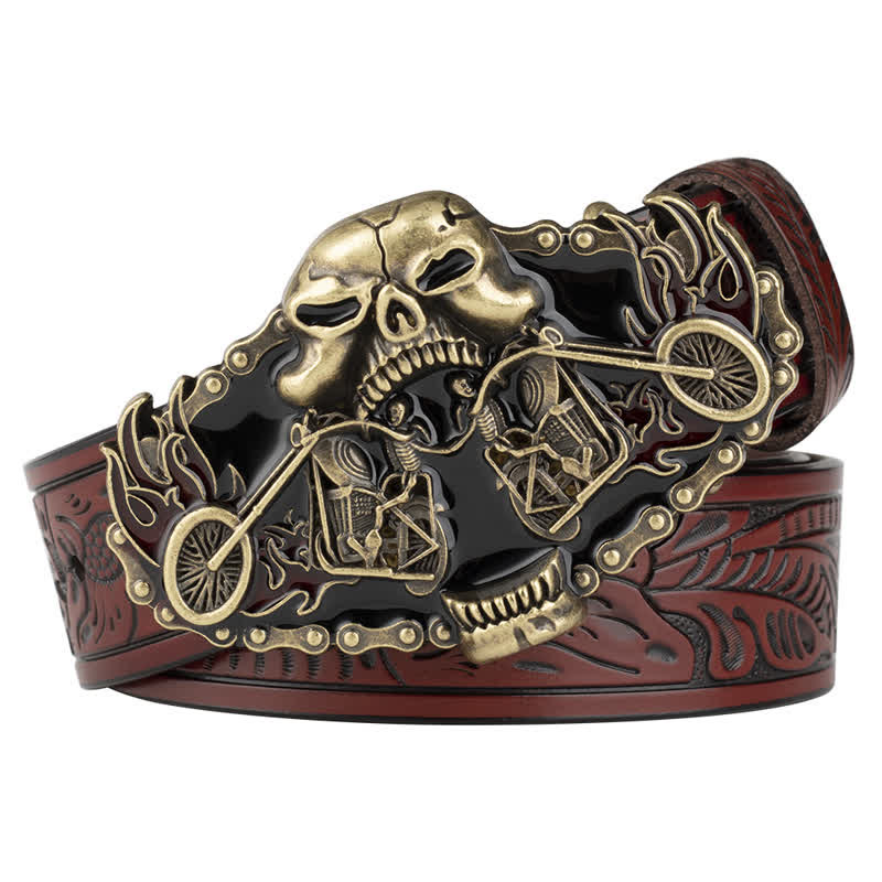 Men's Gothic Motorcycle Ghost Head Leather Belt