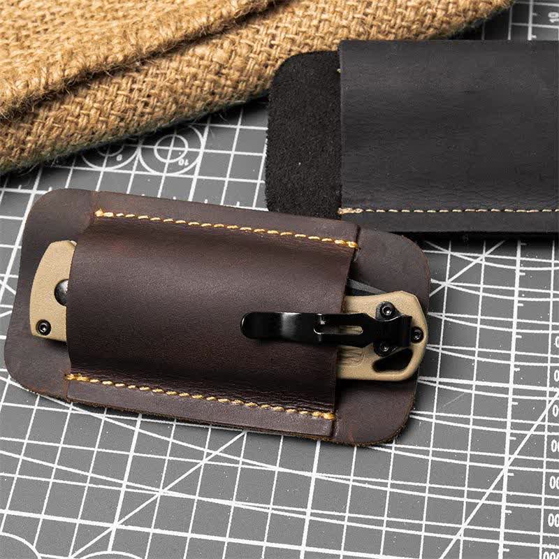 Horizontal Carry Leather Sheath Open Bottom Belt Bag