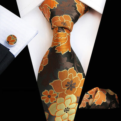 3Pcs Men's Blooming Flowery Necktie Set