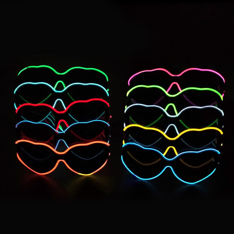 Love Heart Shape Light Up Neon LED Glasses