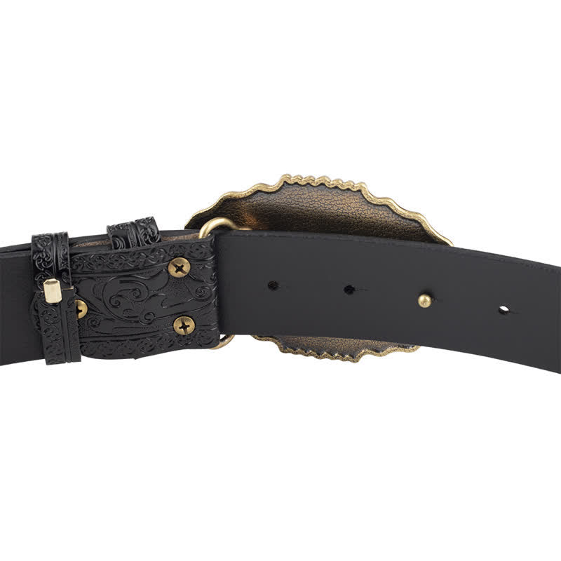 Men's Classic Floral Bull Skull Leather Belt