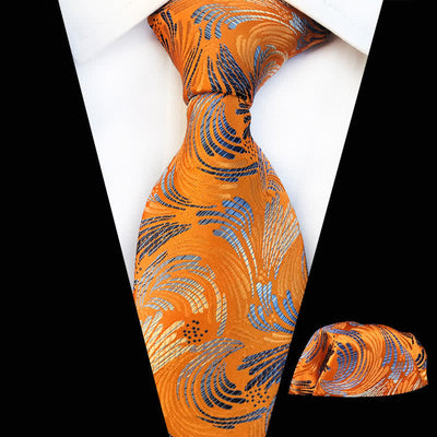 2Pcs Men's Splashing Waves Floral Necktie Set