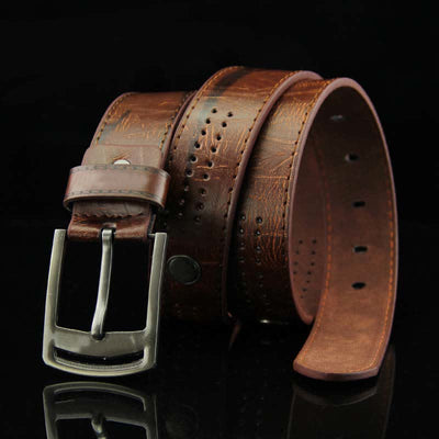 Men's Casual Punk Rivet Antique Hollow Leather Belt