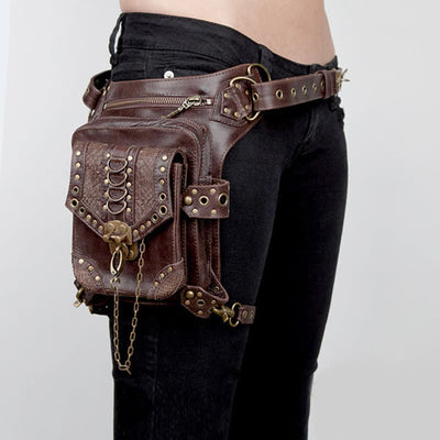 Travel Brown Gothic Chain Steampunk Waist Leg Bag