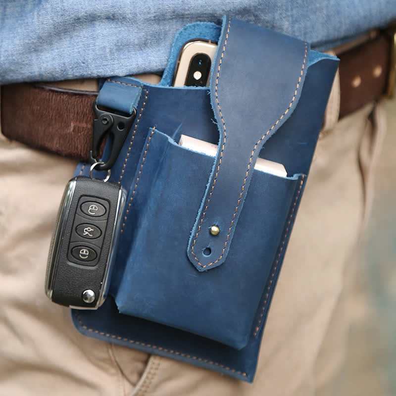 Minimalist Phone Crazy Horse Leather Belt Bag