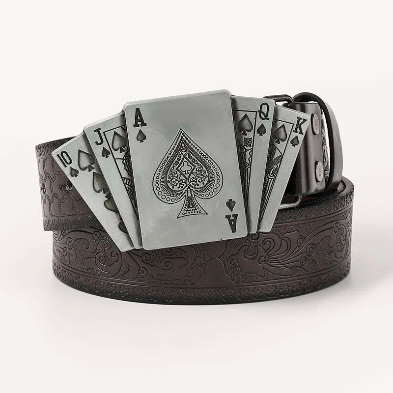 Men's Playing Cards Poker Gambling Leather Belt