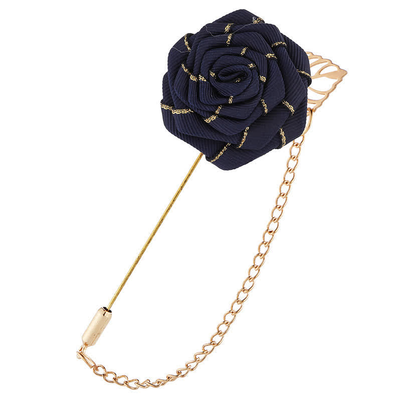 Men's Floral Camellia Chain Brooch