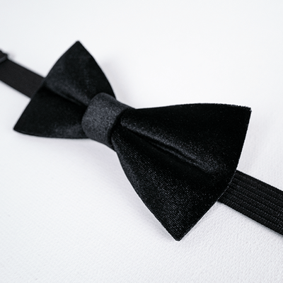 Men's Obsidian Black Solid Color Velvet Bow Tie