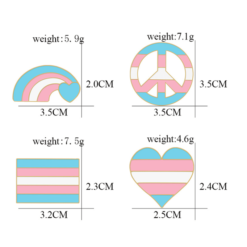 6Pcs Pride Day Pink & Blue Rainbow Flag Brooch