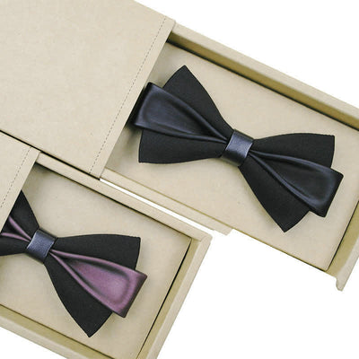 Men's Double Color PU Leather Bow Tie