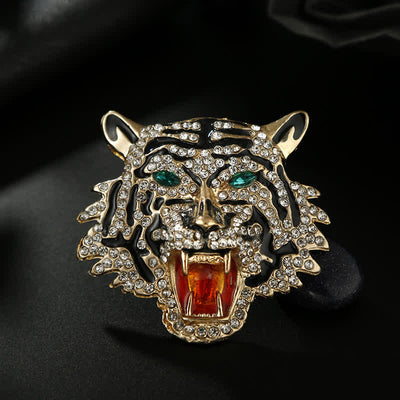 Men's Retro Tiger Head Brooch