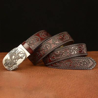 Men's Dragon Soaring In The Sky Leather Belt