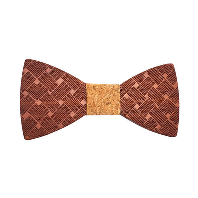 Men's Woven Pattern Wooden Bow Tie