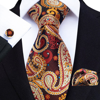 3Pcs Men's Exotic Palace Paisley Necktie Set