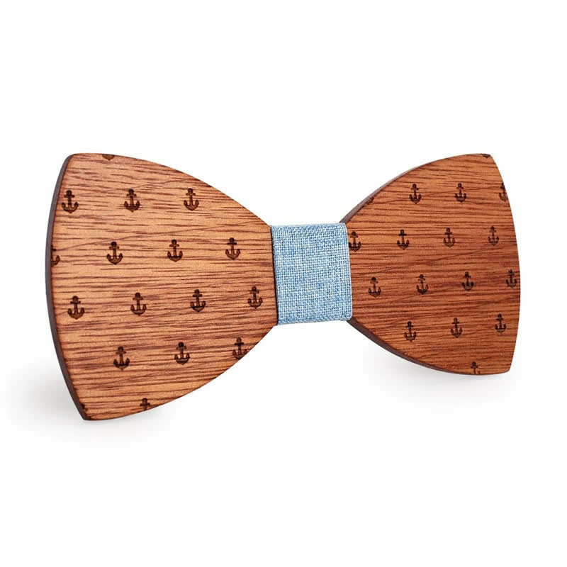 Men's Nautical Boat Anchor Wooden Bow Tie