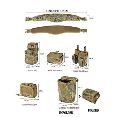 Men's 5Pcs Utility Molle Tactical Padded Belt