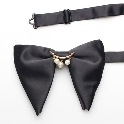 Men's Black White Oversized Pointed Bow Tie