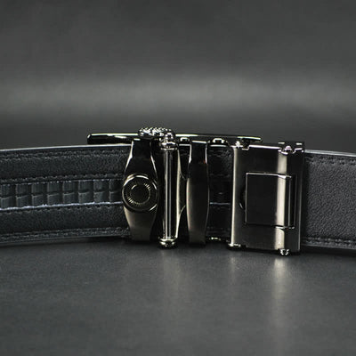 Men's Simple Hollow Automatic Buckle Leather Belt