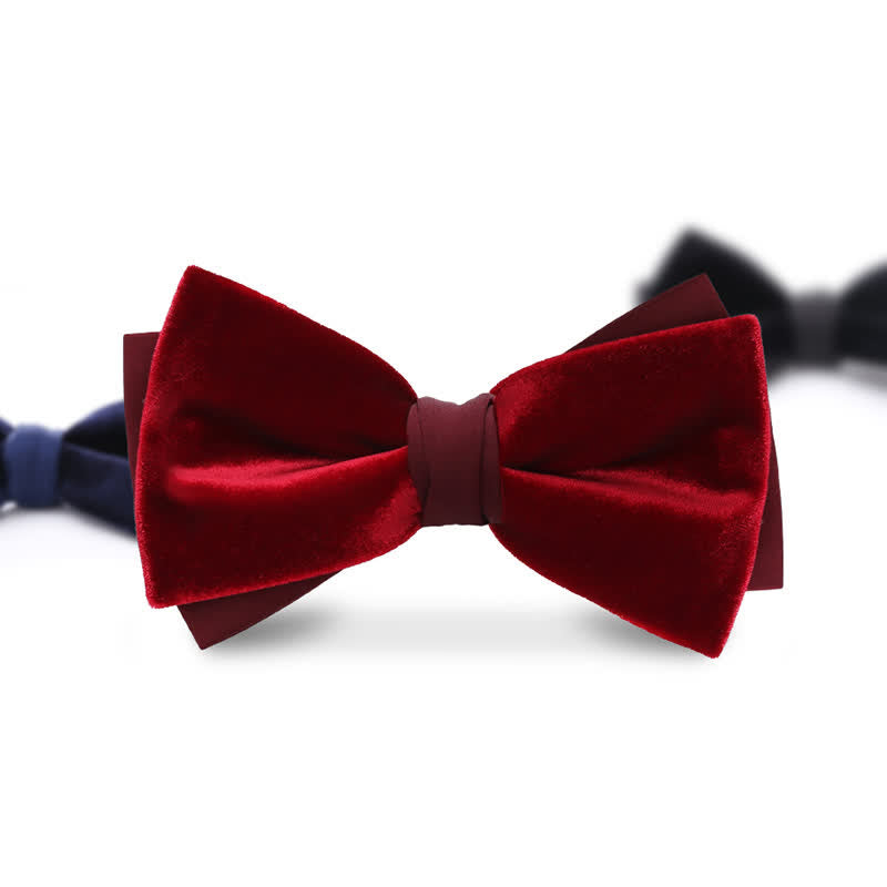 Men's Velvet Double Layers Bow Tie