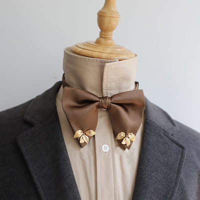 Men's Double-Layers Leaves Oversized Bow Tie