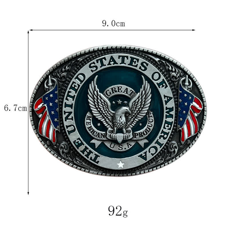 Men's DIY Patriotic Eagle Flag Buckle Leather Belt