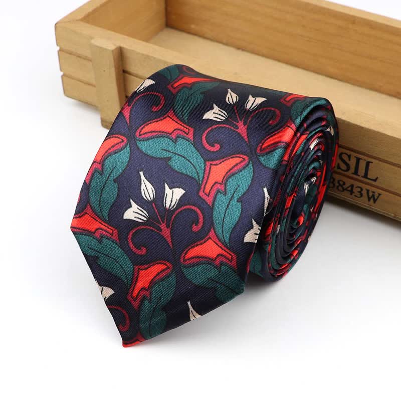 Men's Vintage Print Abstract Floral Necktie