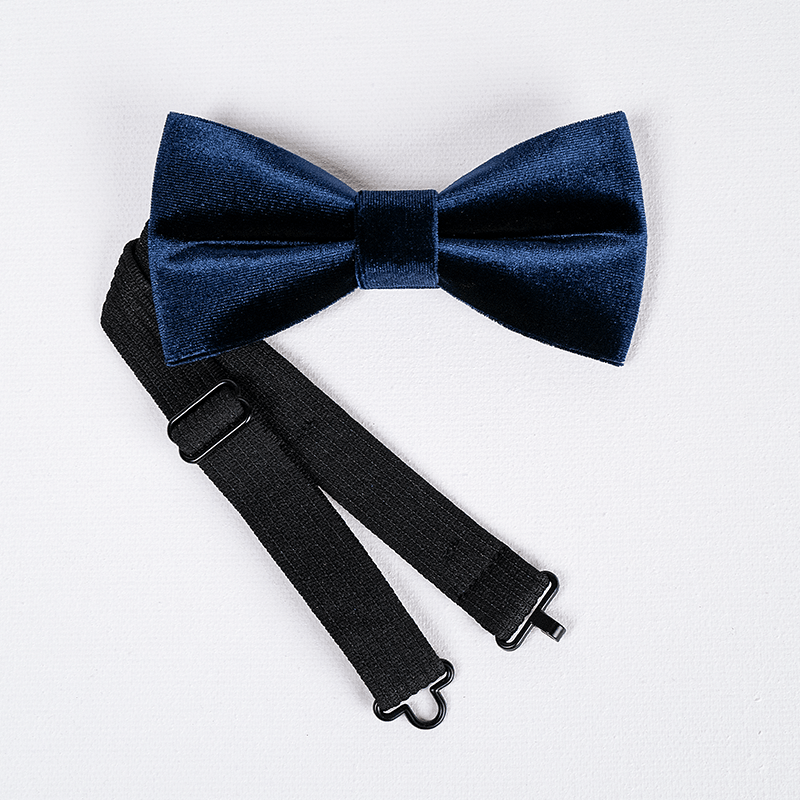 Men's Navy Blue Solid Color Velvet Bow Tie