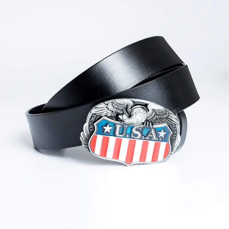 Men's Personality USA Flag Flying Eagle Leather Belt