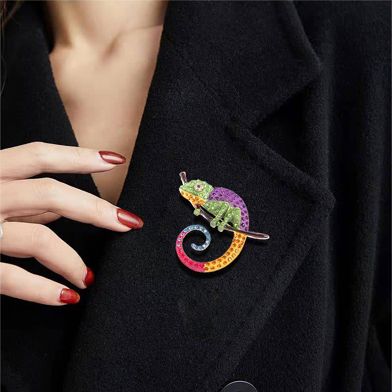 Women's Colorful Chameleon Lizard Brooch