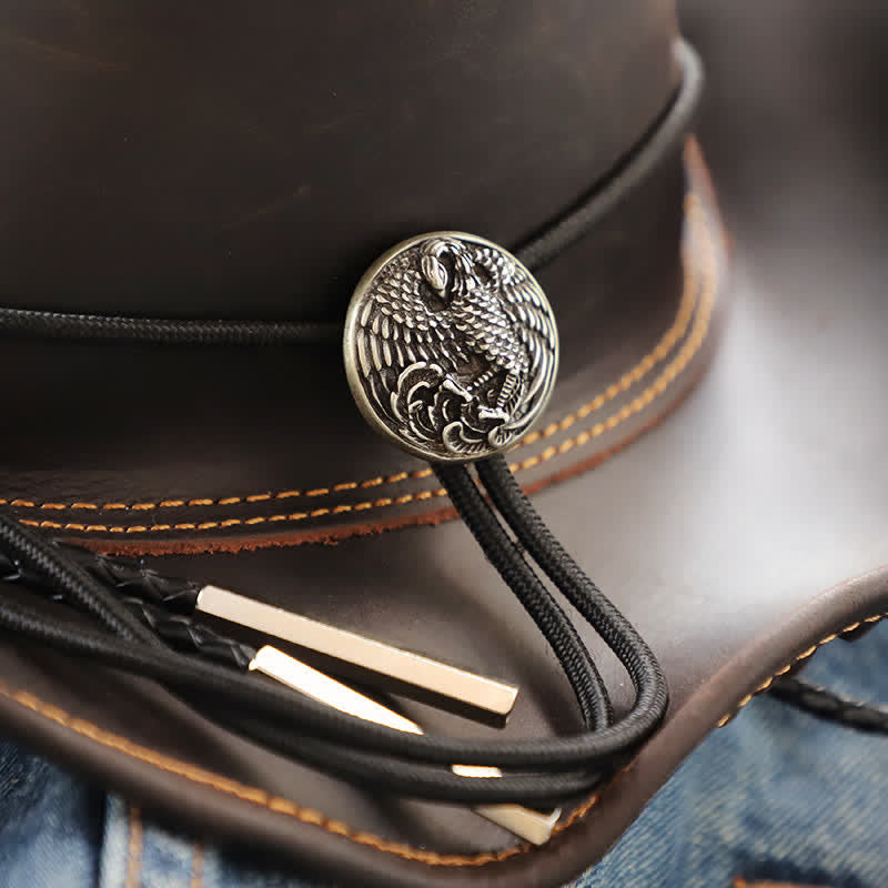 Carving Eagle Pattern Round Pendant Bolo Tie
