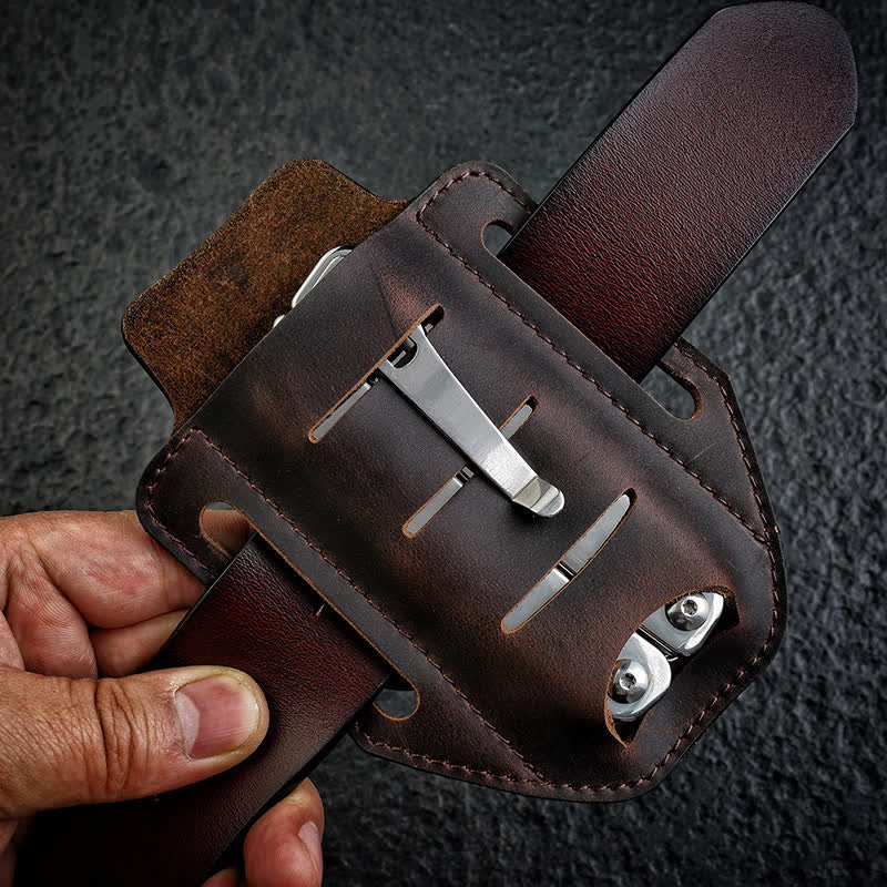 Multi-tool Flashlight Sheath Leather Belt Bag