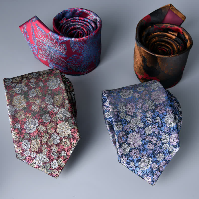 RosyBrown Men's Novelty Floral Necktie