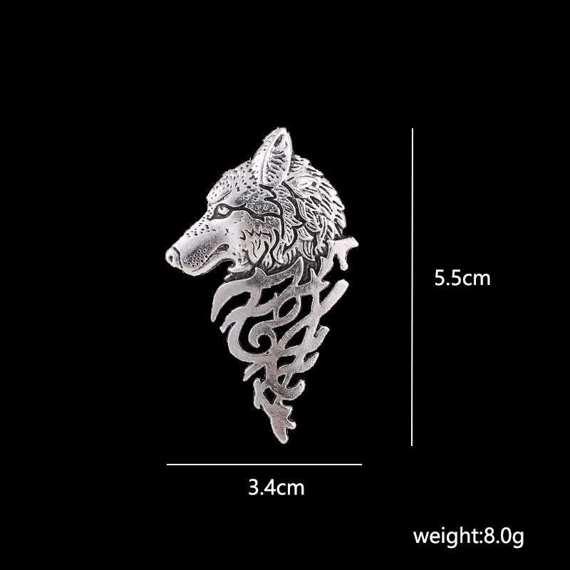 Men's Glamorous Hollow Wolf Head Brooch