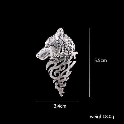 Men's Glamorous Hollow Wolf Head Brooch