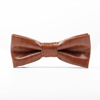 Men's Solid Color Leather Bow Tie